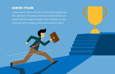 İş adamı başarı ve başarı ile podyumda duruyor