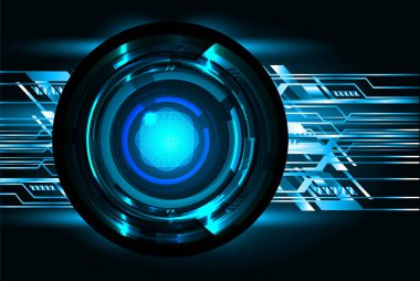 Mavi yuvarlak düğmeli fütürist teknoloji arkaplanı