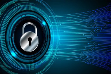 Siyah arkaplanda asma kilit ve ikili kodlu 3D dijital teknoloji kavramı