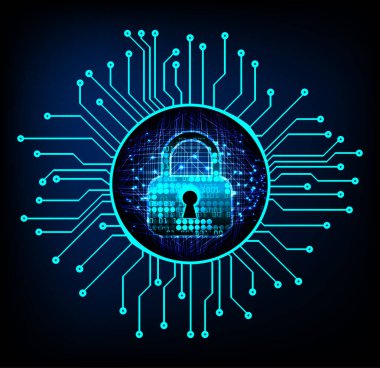 Siyah arkaplanda güvenlik kilidinin vektör illüstrasyonu