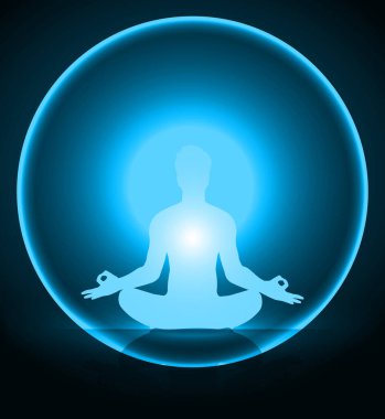 Lotus pozunda meditasyon yapan bir adamın vektör çizimi