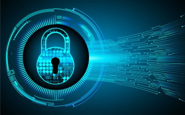 Bir kilidin vektör çizimi ve İnternet güvenliği kavramı