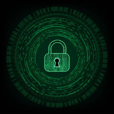 Siyah arkaplandaki bir kilidin vektör çizimi