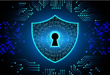 Siyah devre kartında ikili kodlu siber güvenlik kavramı