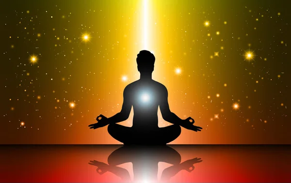 Lotus Pozunda Meditasyon Yapan Buda Nın Vektör Çizimi — Stok Vektör