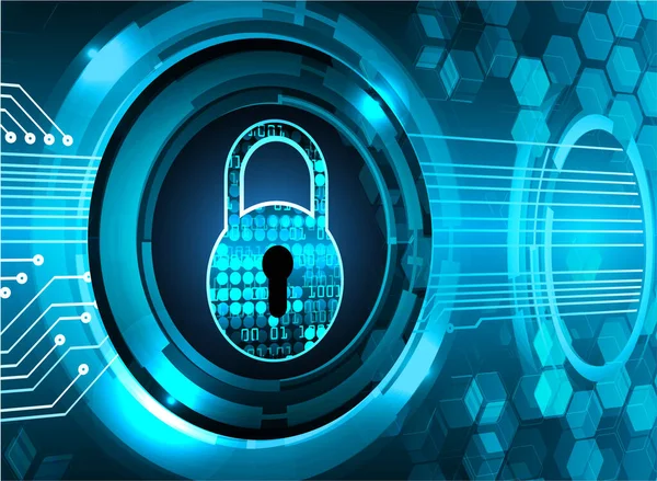 南京錠でセキュリティシステムの概念と青の背景にロック — ストックベクタ