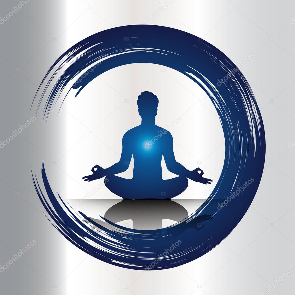 vector illustration of a woman meditating in lotus pose