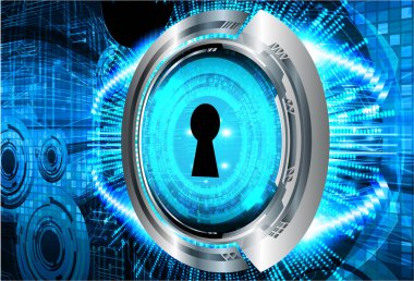 Bilgisayar ekranının asma kilit ve ikili kodlu dijital bileşimi