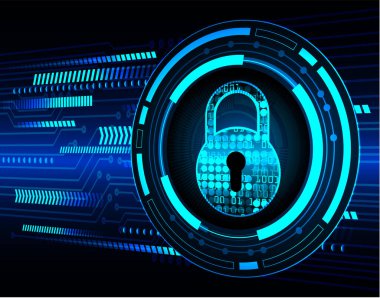 asma kilit simgesine sahip dijital güvenlik kavramı ve siyah arkaplana kilitlenme