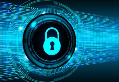 mavi arkaplanda asma kilit ve kilit olan güvenlik sistemi kavramı