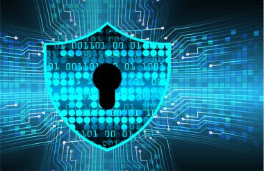 Mavi devre kartında ikili kodlu dijital güvenlik kavramı