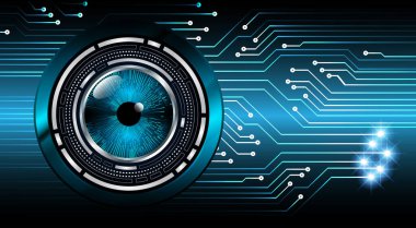 Sanal ekranlı soyut mavi göz. vektör illüstrasyonu