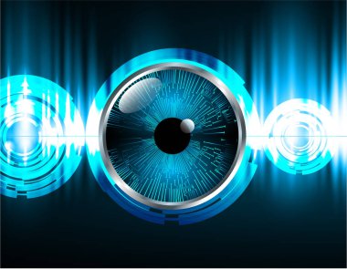 Lens parlamalı soyut mavi göz