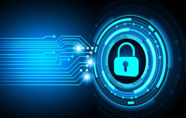asma kilit ve devre kartı ile dijital güvenlik kavramı