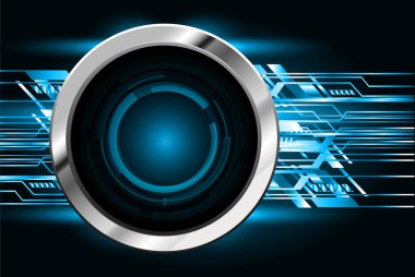 Metalik yuvarlak metal elementlerle soyut mavi arkaplan