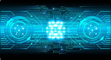 Mavi devre kartı olan soyut teknoloji arkaplanı