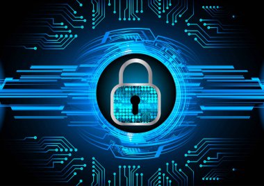 Siyah arka planda güvenlik kilidi var. vektör illüstrasyonu