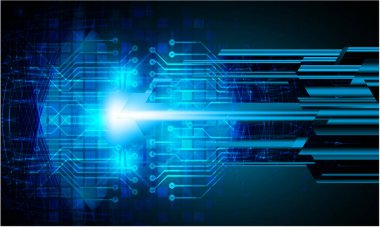 Parlak çizgiler ve noktalarla soyut teknoloji arkaplanı