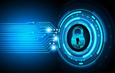 Dijital ekranda asma kilitli siber güvenlik kavramı