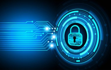 asma kilit ve devre kartı ile dijital güvenlik kavramı