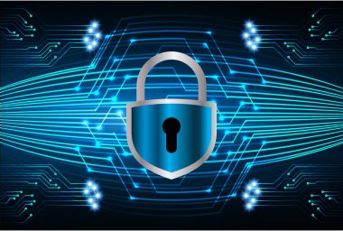 Ekranda asma kilit olan siber güvenlik kavramı