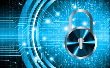 Ekranda asma kilit simgeleri olan siber güvenlik kavramı