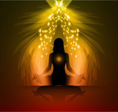 Yoga meditasyonu. vektör illüstrasyonu
