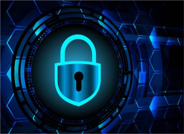 Ekranda asma kilit simgesi olan dijital güvenlik kavramı