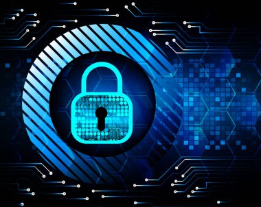 Bir kilit ve devre kartının vektör çizimi