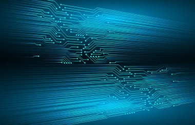 Soyut mavi arkaplanı olan devre kartı