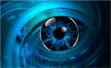 Arka planda yansıması olan soyut mavi göz