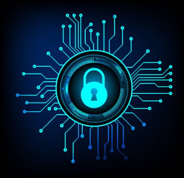 Siyah arkaplanda güvenlik kilidinin vektör illüstrasyonu