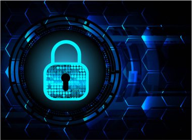 mavi arkaplanda asma kilit ve kilit