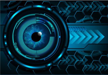 göz ve ikili kodlu soyut mavi arkaplan