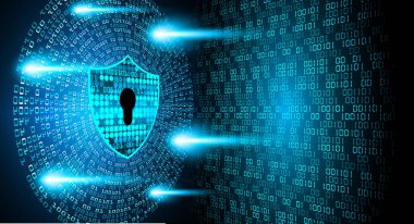 ikili kodlu bilgisayar ekranı ve asma kilit