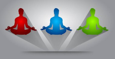 Meditasyon yapan bir grup insanın vektör çizimi