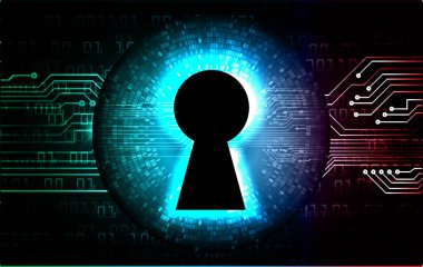 Güvenlik kilidi anahtarı bilgisayar klavyesinde. vektör illüstrasyonu