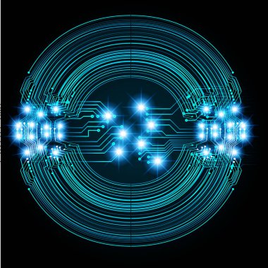 Parlayan ışıkla soyut teknoloji arkaplanı