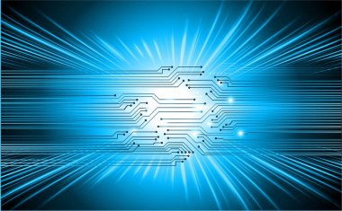 Bir devre kartı ile soyut mavi arkaplan