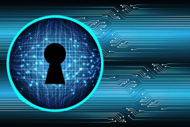 Mavi arka planda asma kilit olan güvenlik kilidi konsepti. vektör illüstrasyonu