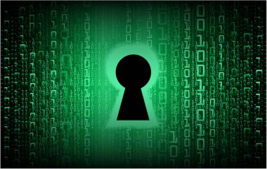 mavi arkaplanda asma kilitli yeşil ikili kod