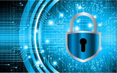 Sayısal ekranda asma kilit simgeleri olan siber güvenlik kavramı