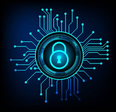 Siyah arkaplanda güvenlik kilidinin vektör illüstrasyonu