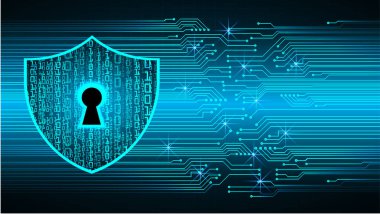 Dijital ekranda veri koruması olan siber güvenlik kavramı