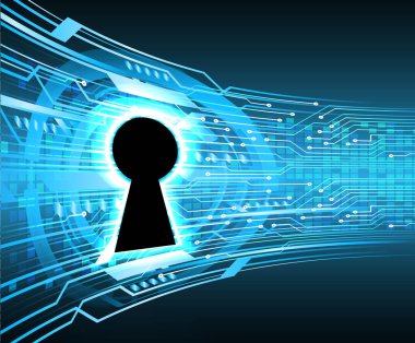 mavi arkaplanda asma kilit olan güvenlik sistemi kavramı