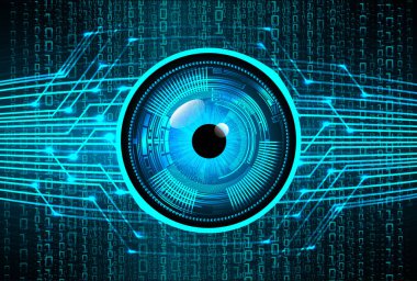 Sanal bir insan gözü ile gelecekteki teknolojinin dijital illüstrasyonu