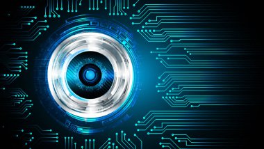 Sanal teknoloji geçmişi olan mavi göz.