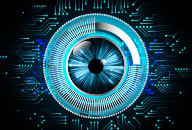 Fütürist devre ile soyut mavi arkaplan