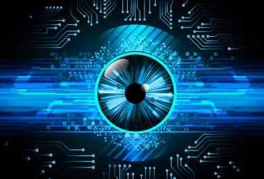 Fütürist devre ile soyut mavi arkaplan