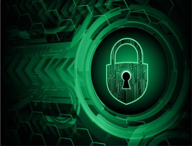 Kilitli yeşil bilgisayar klavyesinin 3d illüstrasyonu